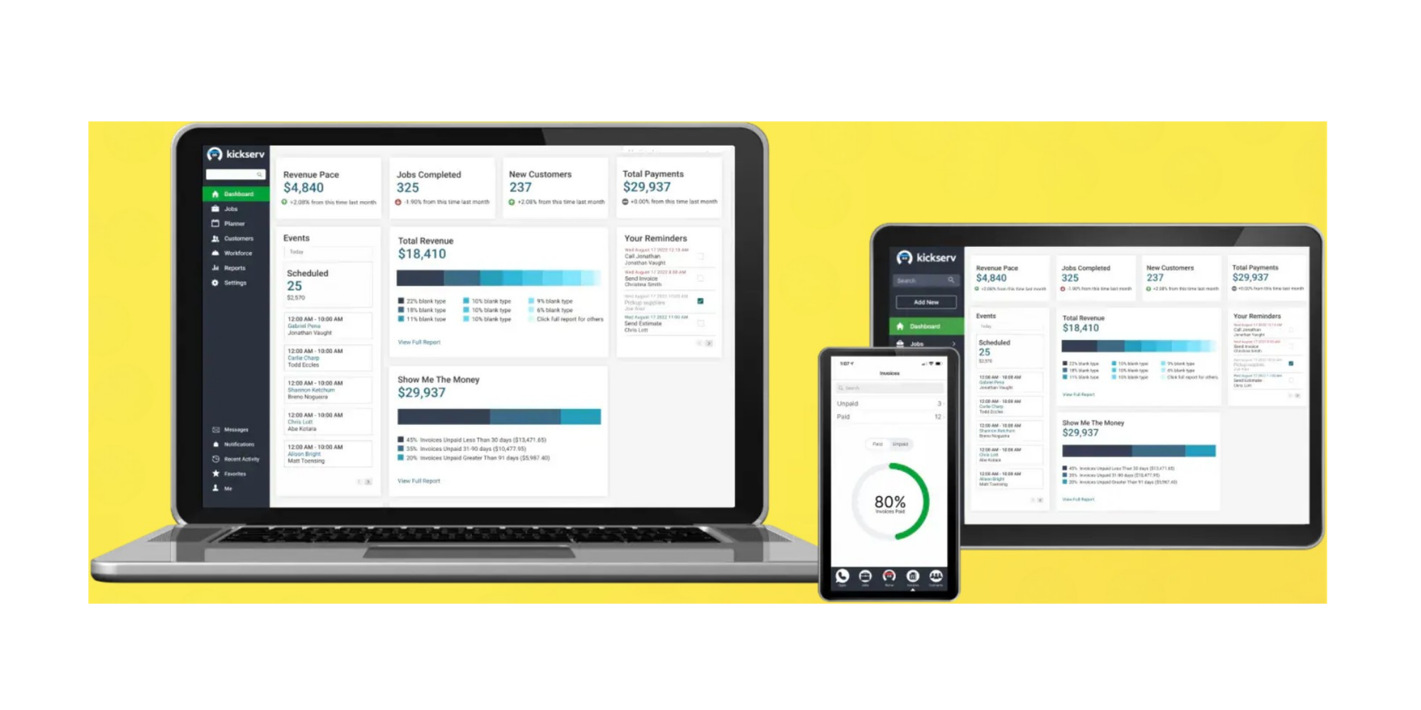 Kickserv UI electrical contractor software